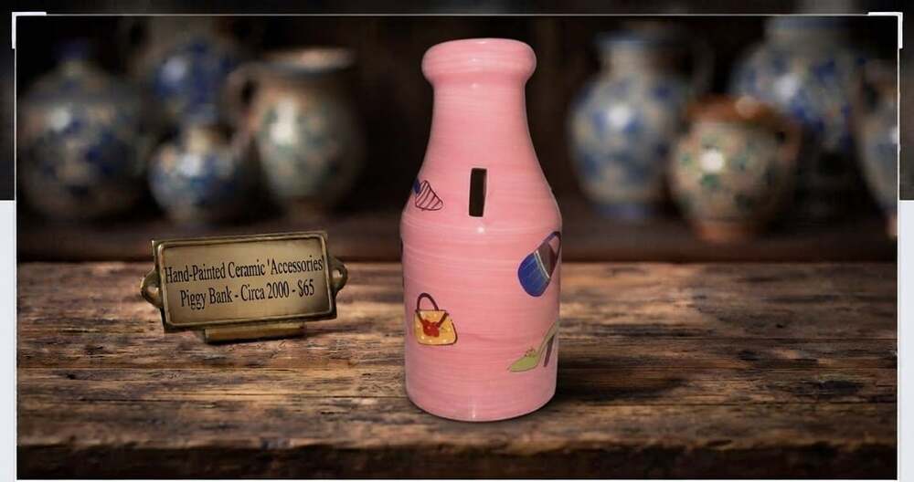 ND Hand-Painted Ceramic 'Mall Money' Bottle Piggy Bank